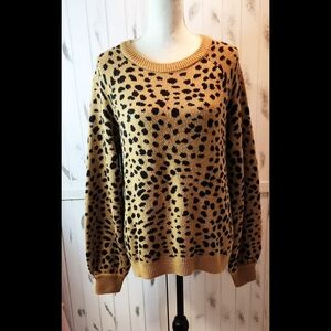 Crown & Ivy Animal Print Jacquard Crewneck Sweater